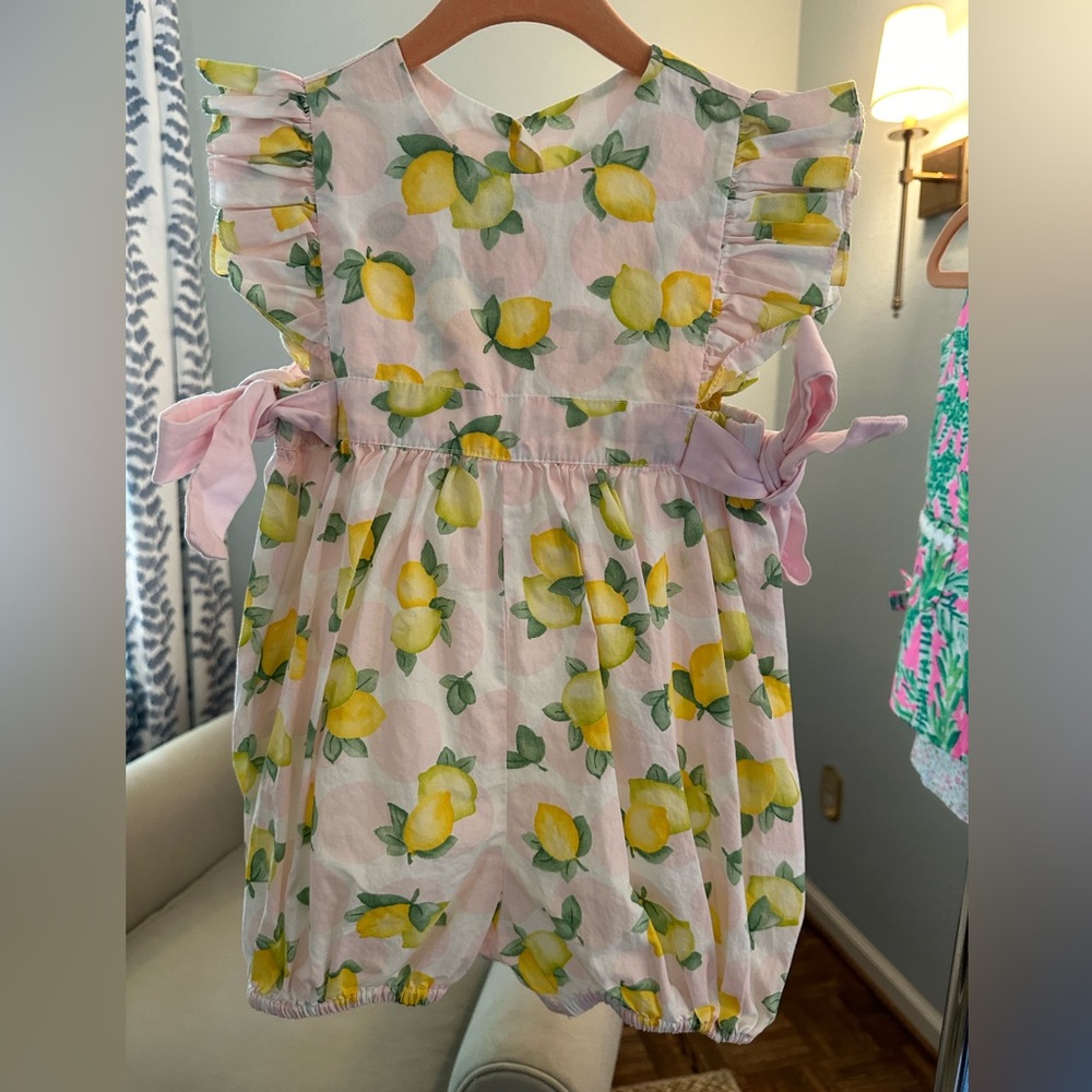 Lemon print ruffle bubble, Size 18 Months